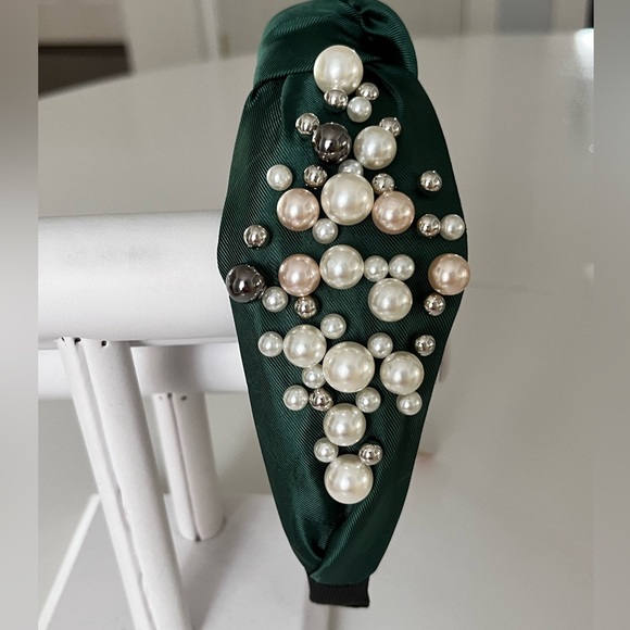 Pearl HEADBAND | NEW! | Knotted ~ GREEN COLOR! - Picture 8 of 9